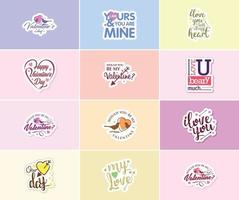 Saying I Love You with Beautiful Valentine's Day Design Stickers vector