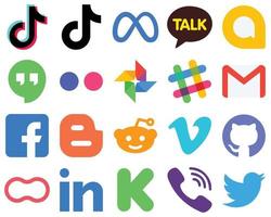 20 Flat Vector Art Flat Social Media Icons facebook. email. google allo. gmail and google photo icons. Modern Gradient Icon Set