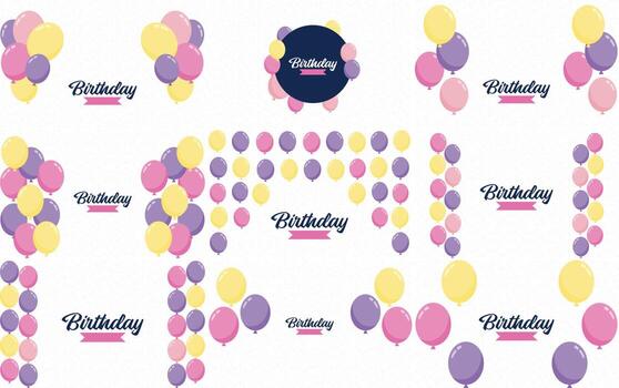 Happy Birthday in a bold. geometric font with a pattern of birthday candles in the background vector