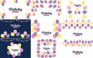 Happy Birthday written in colorful. handwritten script with confetti and streamers in the background vector