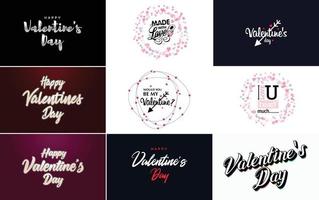 Happy Valentine's Day typography design with a heart-shaped balloon and a gradient color scheme vector