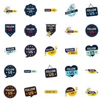 25 coloridos carteles de síguenos para tiktok e instagram vector