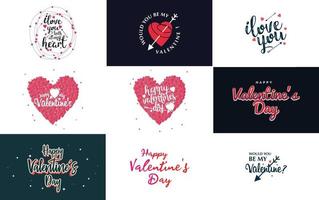 Vector illustration of a heart-shaped wreath with Happy Valentine's Day text