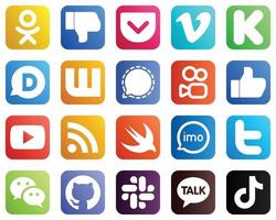 todo en un icono de redes sociales establece 20 iconos como video. Facebook. disqus y me gusta iconos. alta calidad y moderno vector