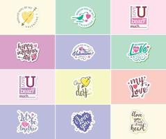 Celebrating Love on Valentine's Day with Beautiful Typography and Graphics Stickers vector