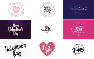 plantilla de banner de feliz día de san valentín con un tema romántico y un esquema de color rojo vector