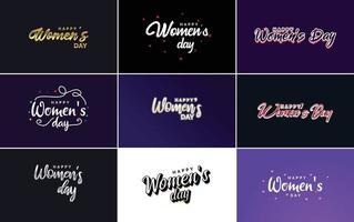 March 8th typographic design set with Happy Women's Day text vector