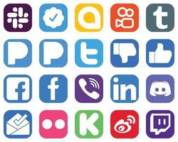 20 iconos elegantes de redes sociales como viber. no me gusta y los iconos de facebook. conjunto de iconos de degradado vector