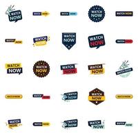 25 Diverse Watch Now Banners to Promote Your Products or Services vector