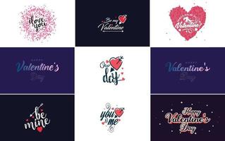 Happy Valentine's Day hand-drawn lettering vector illustration suitable for use in design of flyers. invitations. posters. brochures. and banners