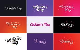 Set of cards with International Women's Day logo and a bright. colorful design vector