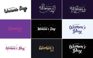 March 8 typographic design set with Happy Women's Day text vector