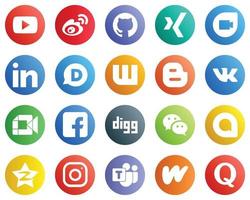 20 High Quality Social Media Icons such as video. vk. google duo. blog and wattpad icons. High definition and versatile vector