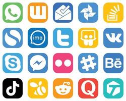 All in One Social Media Icon Set 20 icons such as skype. slideshare. simple and tweet icons. Gradient Icon Pack vector