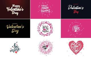 Happy Valentine's Day typography design with a heart-shaped balloon and a gradient color scheme vector