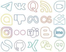 20 Professional and high-quality Colourful Outline Social Media Icons such as meta. inbox. google duo. lastfm and meta Unique and high-resolution vector
