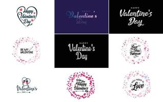 Vector illustration of a heart-shaped wreath with Happy Valentine's Day text