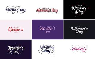 Set of cards with International Women's Day logo and a bright. colorful design vector