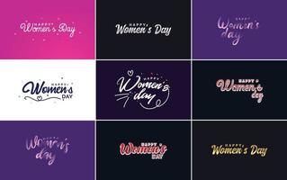 conjunto de tarjetas del día internacional de la mujer con un logotipo vector