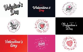 Vector illustration of a heart-shaped wreath with Happy Valentine's Day text