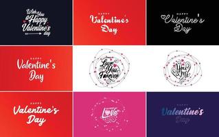 plantilla de tarjeta de felicitación de feliz día de san valentín con un tema romántico y un esquema de color rojo y rosa vector