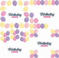 Happy Birthday written in colorful. handwritten script with confetti and streamers in the background vector