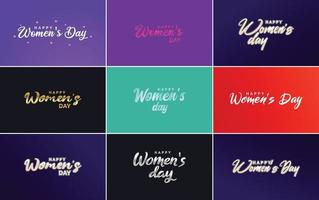 Happy Women's Day design with a realistic illustration of a bouquet of flowers and a banner reading March 8. featuring a gradient color scheme vector