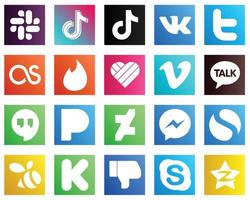 Complete Social Media Icon Pack 20 icons such as deviantart. google hangouts. tweet. kakao talk and vimeo icons. High resolution and fully customizable vector