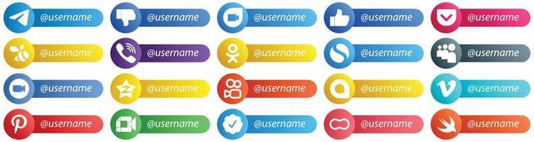 20 Simple Follow me Social Network Platform Card Style Icons such as video. myspace. pocket and simple icons. Versatile and high quality vector