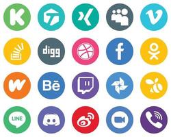 Flat Circle White Icon Set wattpad. question. fb and dribbble 20 Unique Icons vector