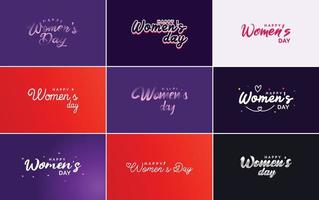 Set of cards with International Women's Day logo and a bright. colorful design vector