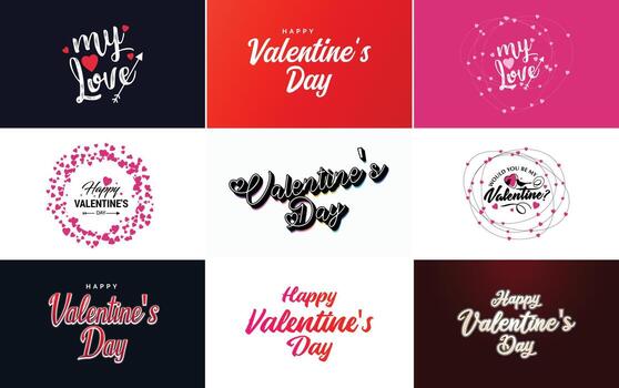 Happy Valentine's Day greeting card template with a romantic theme and a red and pink color scheme vector