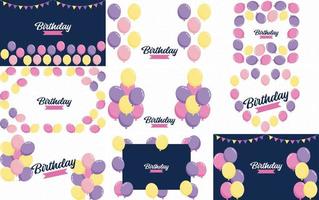 Happy Birthday written in a decorative. vintage font with a background of party streamers and confetti vector