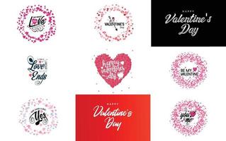 Happy Valentine's Day greeting card template with a romantic theme and a red and pink color scheme vector