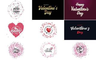 Happy Valentine's Day hand lettering calligraphy text and heart. isolated on white background vector illustration