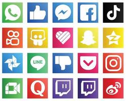 20 Social Media Icons for All Your Needs such as snapchat. slideshare. kuaishou and china icons. Elegant and unique vector