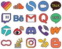 20 Versatile Line Filled Social Media Icons such as line. quora. mail and gmail Fully customizable and versatile vector