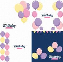 Happy Birthday text with a 3D. glossy finish and abstract shapes vector