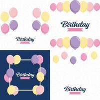 Birthday text and balloons with a shiny finish vector