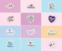 Express Your Love with Valentine's Day Typography and Graphics Stickers vector