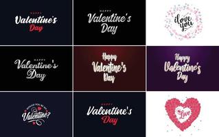 Happy Valentine's Day greeting card template with a heart theme vector