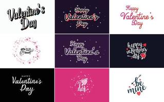 Happy Valentine's Day greeting card template with a heart theme vector