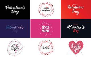 Happy Valentine's Day hand-drawn lettering vector illustration suitable for use in design of flyers. invitations. posters. brochures. and banners