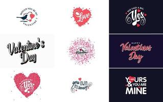 Valentine's hand-drawn lettering and calligraphy with a heart design. suitable for use as a Valentine's Day greeting vector