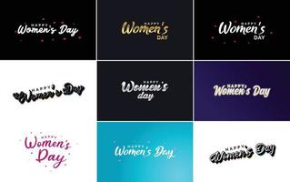 International Women's Day lettering with a love shape. suitable for use in cards. invitations. banners. posters. postcards. stickers. and social media posts vector