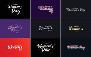 Set of International Women's Day cards with a logo and a gradient color scheme vector