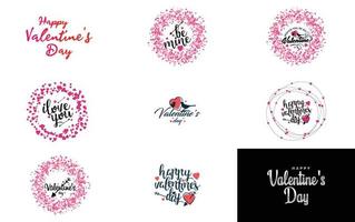 Happy Valentine's Day typography design with a heart-shaped theme vector