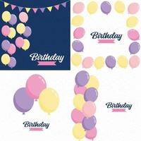 Birthday text and balloons with a glossy finish vector