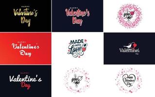 Valentine's hand-drawn lettering and calligraphy with a cute heart theme suitable for use in Love and Valentine's Day concepts vector