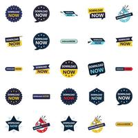 Customizable Download Now Sign Pack 25 Designs vector